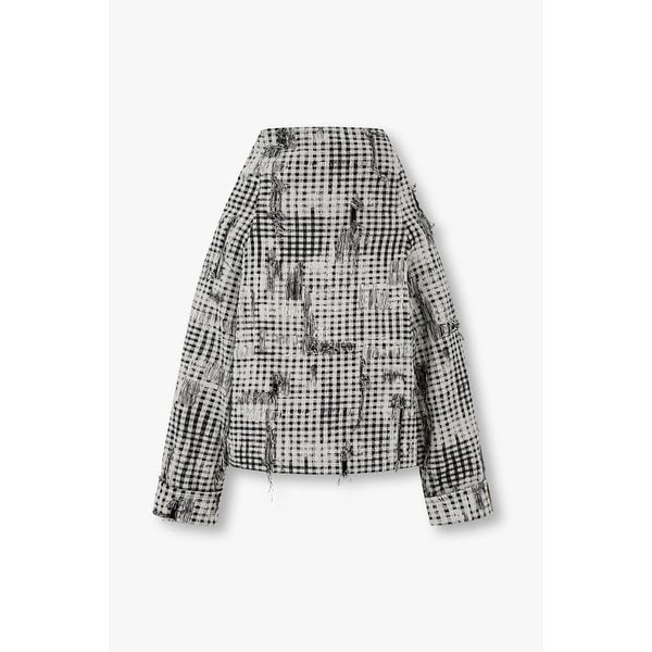 [Y`s]와이드 넥 체크 패턴 자켓 6616101101000