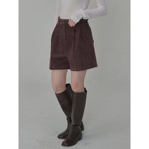 Corduroy Two-tuck Shorts_Brown