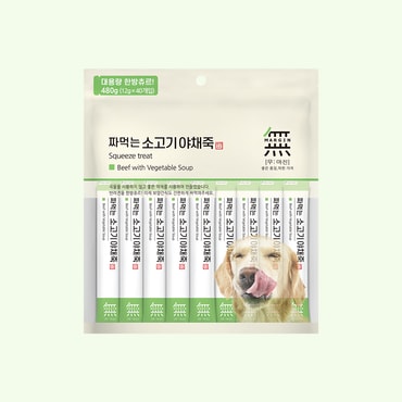 바우와우 무마진 짜먹는 소고기야채죽(14g x 35개) 강아지 보양간식