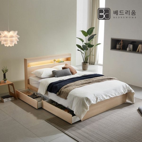 [금성침대X베드리움] 파인드 LED 서랍형침대SS-매트제외