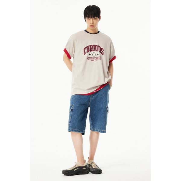 [MEN] CURIOUS 프린트 피그먼트 티셔츠 91M5222511008