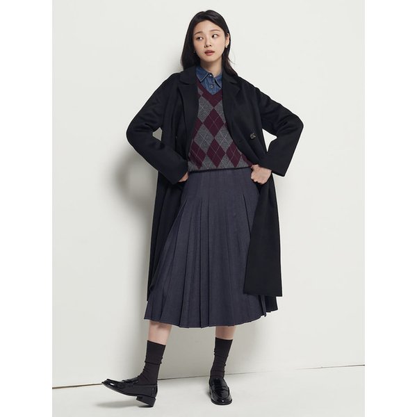 핸드메이드 테일러드 벨티드 롱코트  블랙 (BF5X30C065)