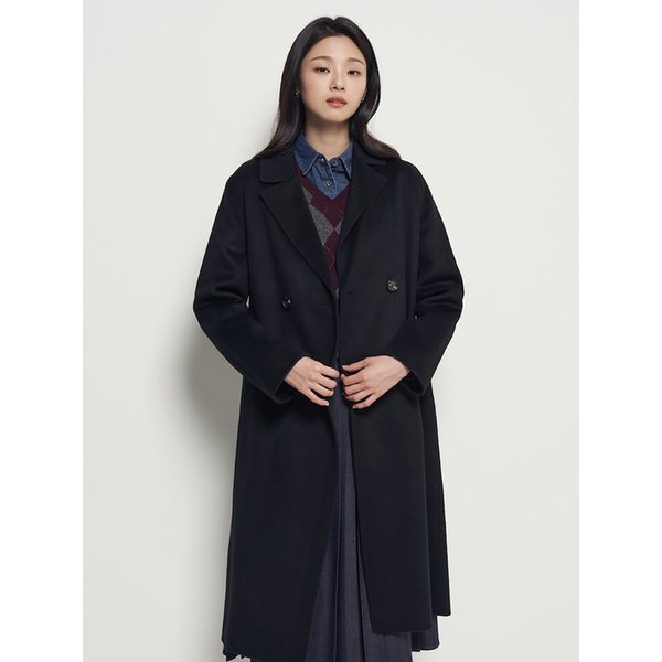 핸드메이드 테일러드 벨티드 롱코트  블랙 (BF5X30C065)