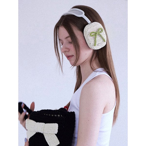 No.200 / Ribbon Crochet AirPods Max Case Cover _ Lime