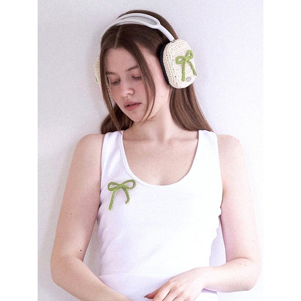 No.200 / Ribbon Crochet AirPods Max Case Cover _ Lime