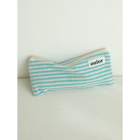 flat pencil case_terry stripe blue (topside zipper)