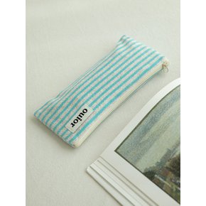 flat pencil case_terry stripe blue (topside zipper)