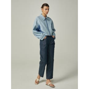 DENIM CONTRAST TWEED ZIPUP JK (BLUE)