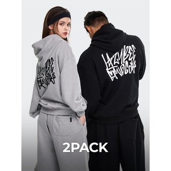 레이지비 [2PACK] 시그니처 그래피티 루즈핏 후드티 데일리 긴팔 스웨트셔츠 후디 W (2컬러)