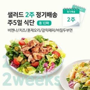 포켓샐러드 샐러드 2주 정기배송 주5일 (비엔나1+치즈1+훈제오리1+갈릭페퍼1+바질1)