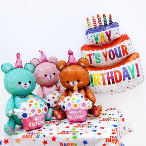 곰돌이 컵케익 풍선 4종세트 홈파티 생일 기념 축하 용품 소품