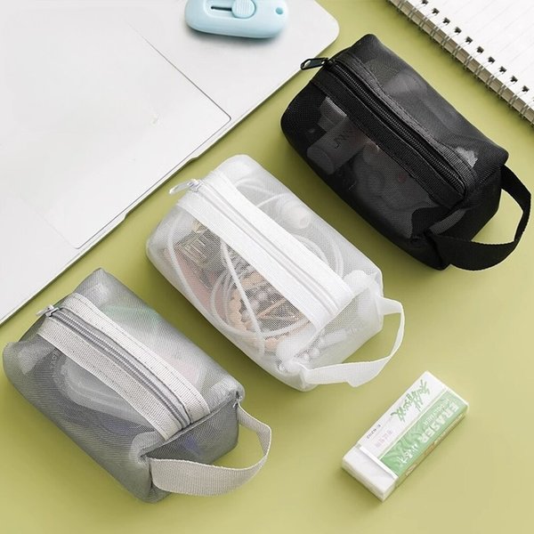 [토마]정리 수납 여행용 화장품 투명파우치 가방 이너백 필통 블랙(CN26)
