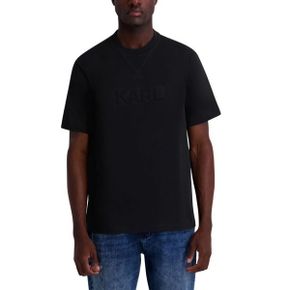 칼라거펠트 맨즈 Embossed Karl 로고 코튼 티셔츠 - 블랙 27266960 1388066