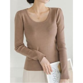 U넥 데일리 심플 베이직 골지 긴팔 니트  WIBANT019 _P356424753