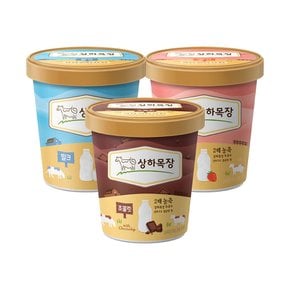 상하목장 유기농 아이스크림 파인트(475ml) 밀크+딸기+초코 각 1개(총 3개)