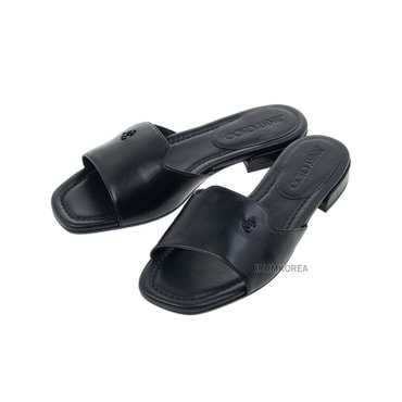 지미추 SS25 여성 스퀘어 오픈 샌들 DINA FLAT NAPPA BLACK