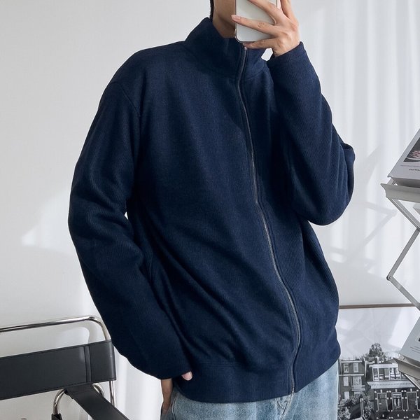 남자 골지 하이넥 풀집업 니트 가디건 5C-CA-Q109-곤색