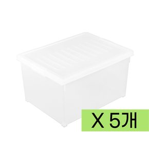 시스템 리빙박스 68L x 1box (5개) 화이트 반투명/수납정리/리빙박스/플라스틱박스/정리박스