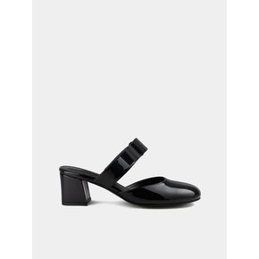 Round toe ribbon mules / black [라운드 토 리본 뮬 / 블랙] 5CM