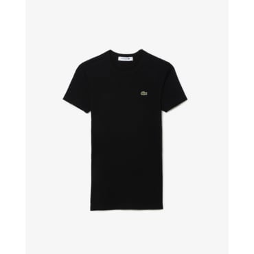 라코스테 (여성) 25SS 립조직 슬림핏 반팔 티셔츠 TF5538-55G 031(블랙)