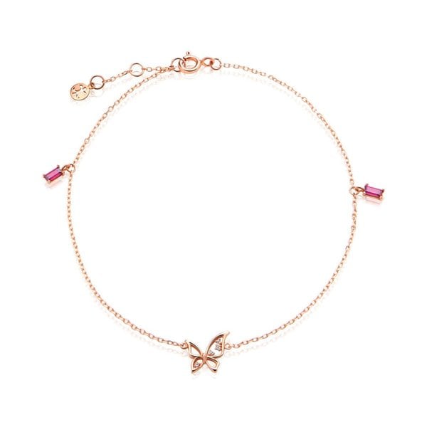 [비앤비골드] 14K 탄생석 루비 나비 큐빅 발찌 SCA38273