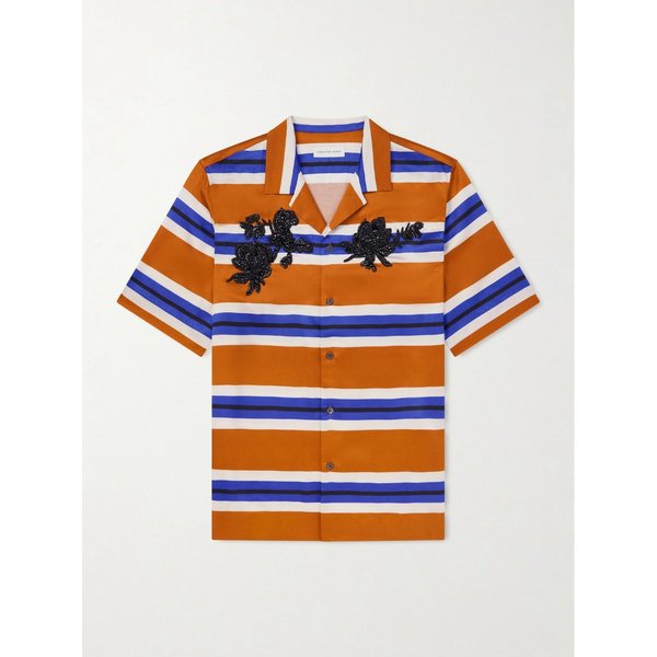 칼톤 캠프 칼라 스트라이프 장식 새틴 셔츠 46376663163006492