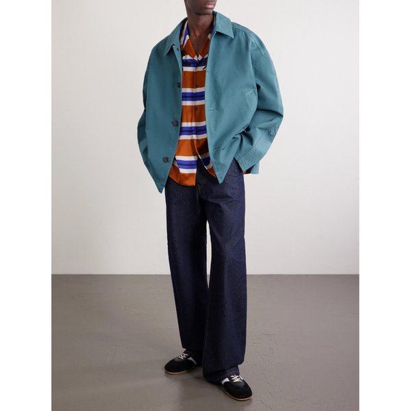 칼톤 캠프 칼라 스트라이프 장식 새틴 셔츠 46376663163006492