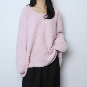 뽀송이 양털 브이넥 오버핏 긴팔티