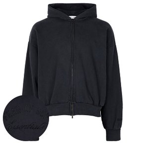 [부산점] 25FW 빈티지블랙 에센셜 클래식 로고 자수 후드 집업 자켓 192HO254782F