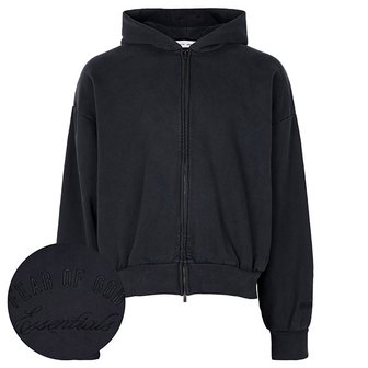 피어오브갓 [부산점] 25FW 빈티지블랙 에센셜 클래식 로고 자수 후드 집업 자켓 192HO254782F