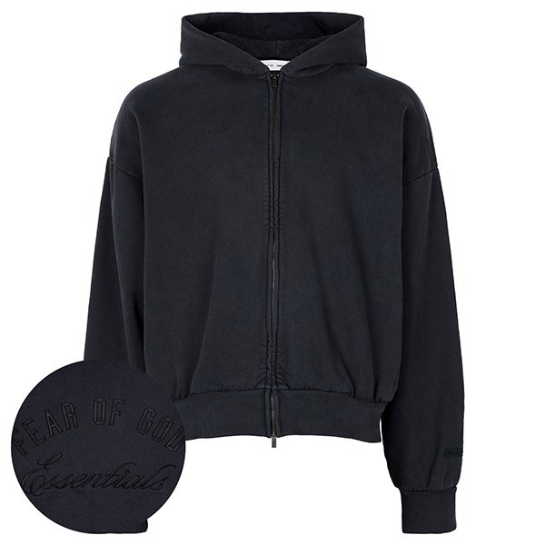[부산점] 25FW 빈티지블랙 에센셜 클래식 로고 자수 후드 집업 자켓 192HO254782F