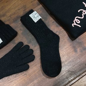 LACE LABEL ANGORA SOCKS BLACK