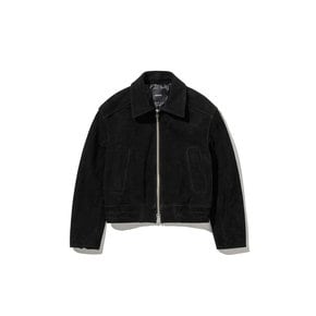 Cropped Suede Jacket (Black)