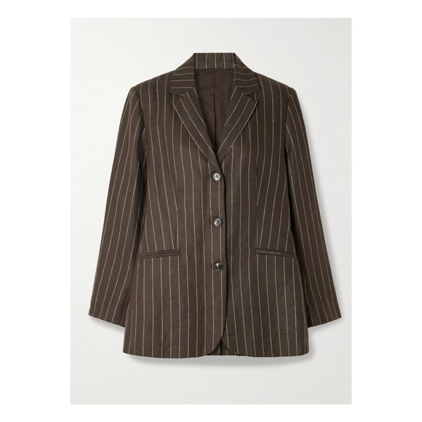 포세 레옹 핀스트라이프 리넨 트윌 블레이저 다크 브라운 46376663162895032