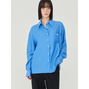 STRIPE OVER-FIT BUTTON SHIRT (BLUE)