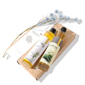 국산 냉압착 생들기름 저온착유 들기름+식초 300ml 2병 선물세트(쇼핑백동봉)