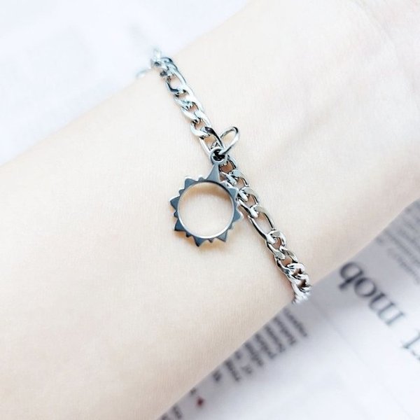 써지컬 학생 우정 커플 하트 자석 해와달 팔찌 실버 (WFH8RUD)