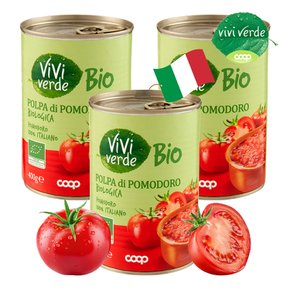 COOP 비비베르데 이탈리아 유기농 폴파 디 포모도로 토마토 퓨레 400g 3캔 무첨가물 Non GMO