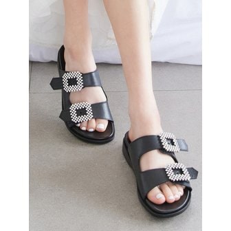 브리아나 Square Crystal Slippers_Black