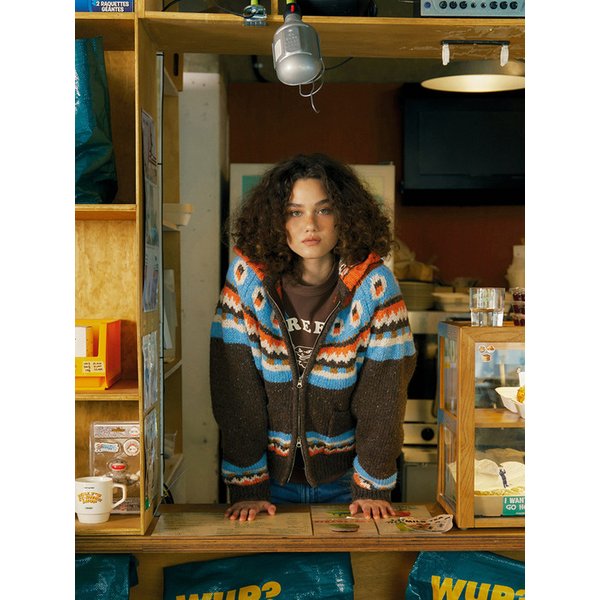 Kaya Neps Hood Cardigan (Brown)