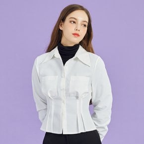 WOMEN 미디 크롭 슬림 긴팔 셔츠 [WHITE] 크롭티 긴팔티 MD