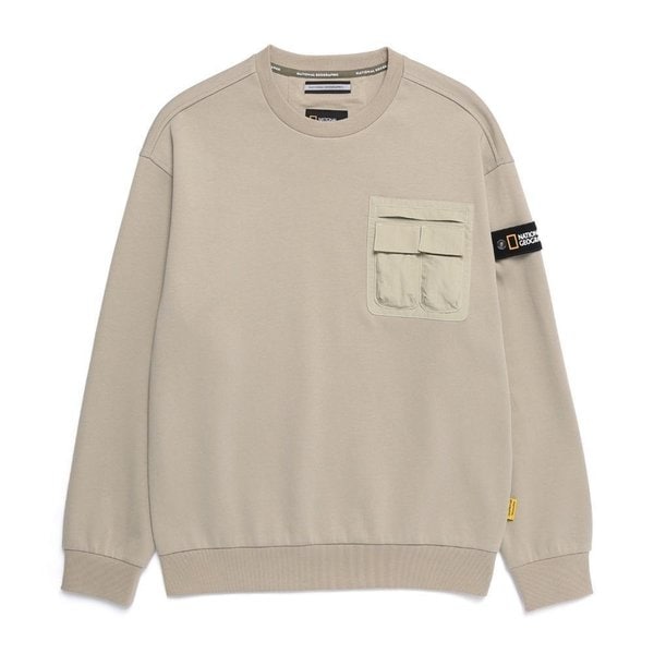 [여주점] N251USW110 NRN 가슴포켓 세미오버핏 맨투맨 BEIGE KHAKI