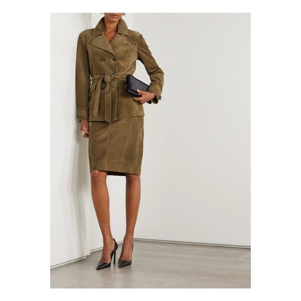 벨티드 스웨이드 스커트 46376663162862600