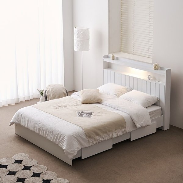 [보루네오] 아르메 브릭스 LED 서랍형 침대 Q 독립 매트리스 (수도권무배)