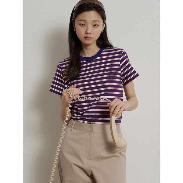 [B. my] 스트라이프 베이직 반소매 티셔츠  블루 (BF6242N22P)