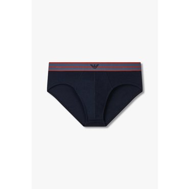 EMPORIO ARMANI 남성 배색 스트라이프 밴딩 코튼 브리프 (0815111041)