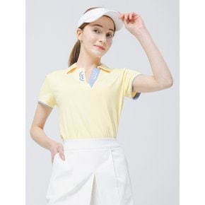 24SS  골프 오픈 넥 셔츠카라 버터 옐로우 반팔 티셔츠