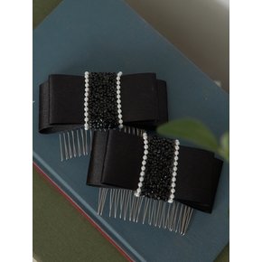 Crystal Ribbon Hair Comb_Black