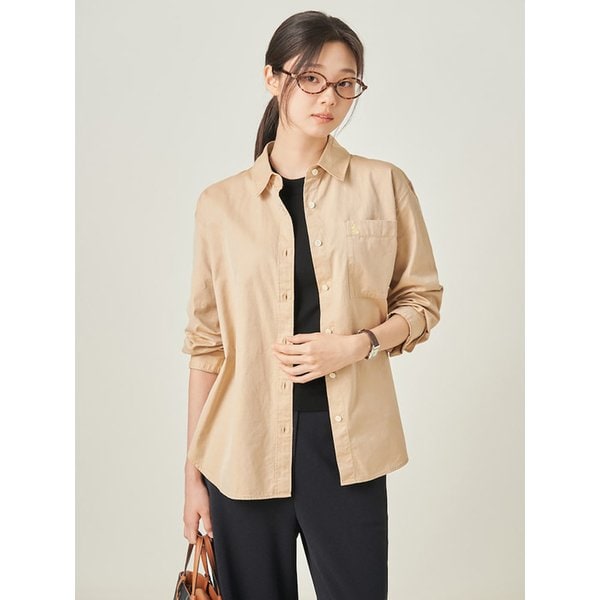 코튼 트윌 워싱 오버핏 셔츠  베이지 (BF5864C01A)