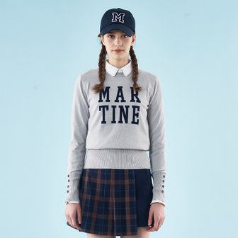 MARTINE GOLF [정상가 338000원]여성 앞 로고 포인트 방풍 스웨터 그레이 (Q0B240134)